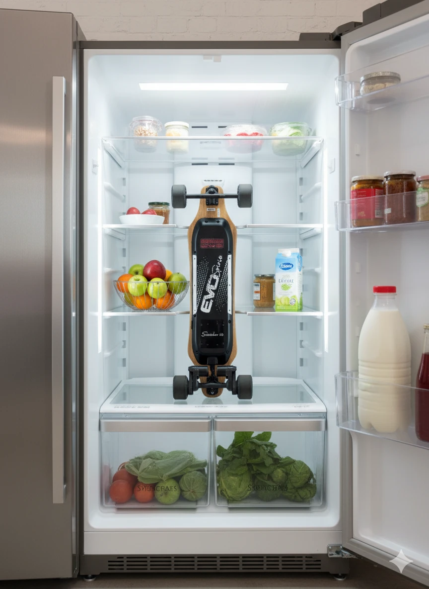 E-skate Evo Spirit num frigorífico