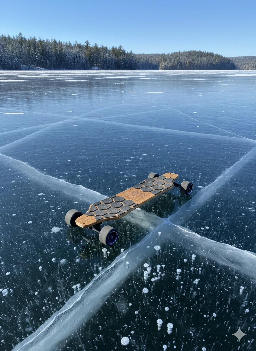 E-skate Evo Spirit num lago gelado