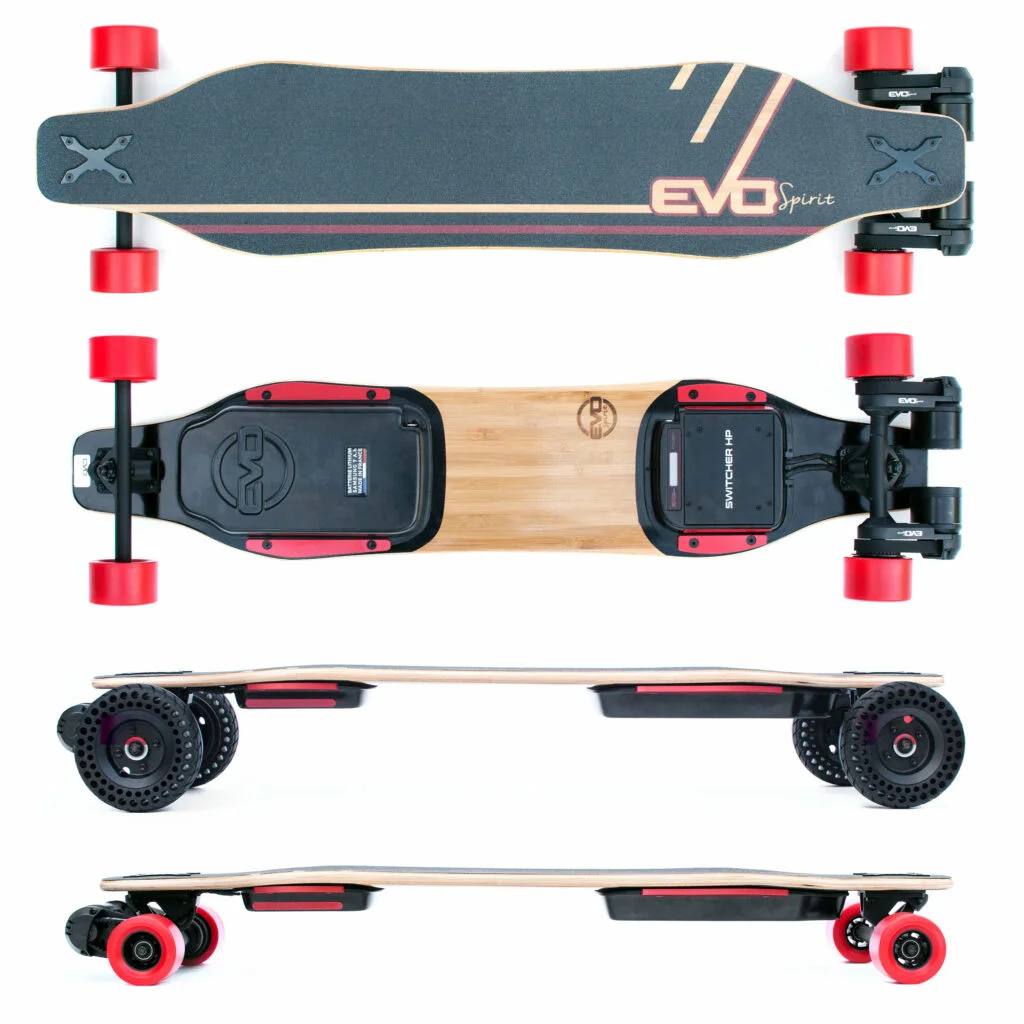 Lexique du skateboard électrique Illustration d'un skateboard électrique avec ses composants